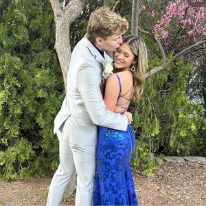 B Darlin Royal Blue Sequin Maxi Dress